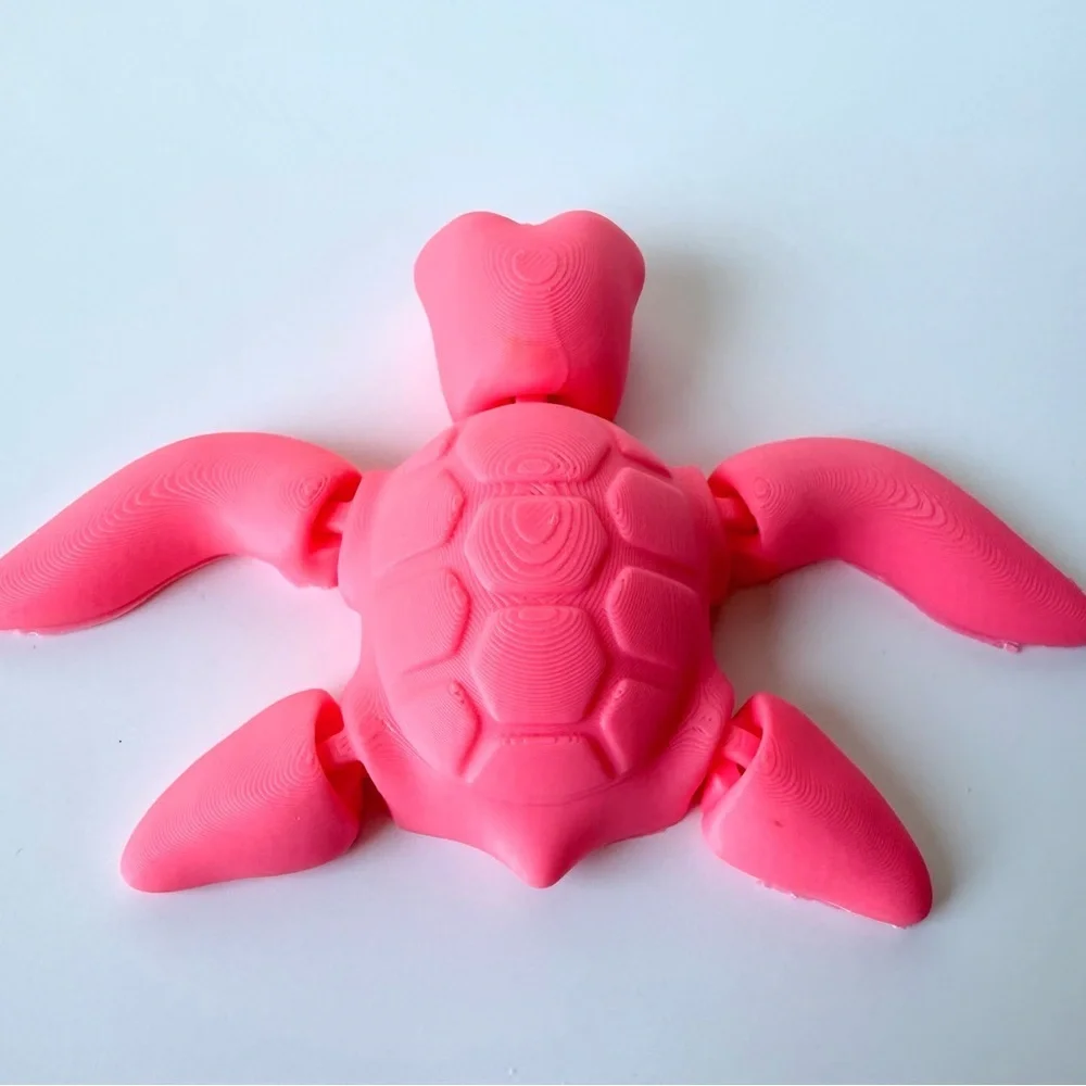 3D Printed Articulated Pink Turtle Toy Fidget Toy Desk‎ Toy